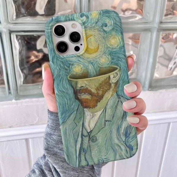 Kafasındaki Yıldızlı Geceler Van Gogh Baskılı Silikon Telefon Kılıfı