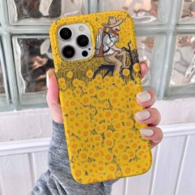 Ayçiçeği Tarlasında Bisiklet Gezintisi Baskılı Silikon Telefon Kılıfı