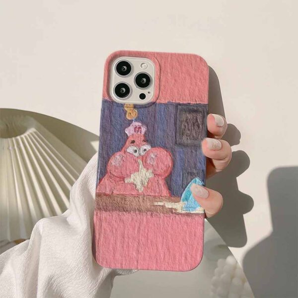 Yemek Yiyen Patrick Pembe Renkli Silikon Telefon Kılıfı