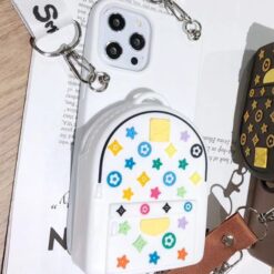Beyaz Çantalı Cüzdanlı Ve Askılı Beyaz Silikon Telefon Kılıfı