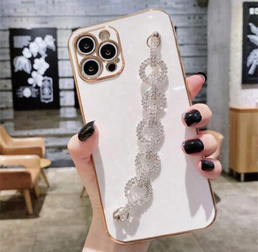 Bilek Geçmeli Parlak Zincirli Silikon Telefon Kılıfı