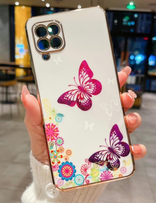 Kelebek Desenli Parlak Silikon Telefon Kılıfı