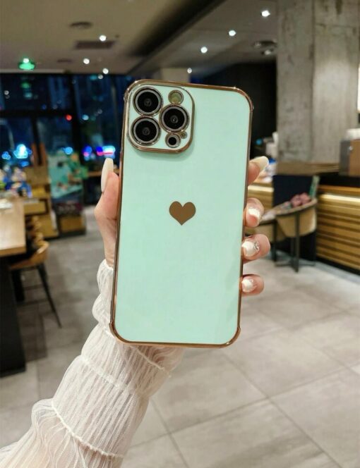 Kalp Desenli Parlak Silikon Telefon Kılıfı