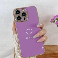 Kalp Desenli Parlak Silikon Telefon Kılıfı