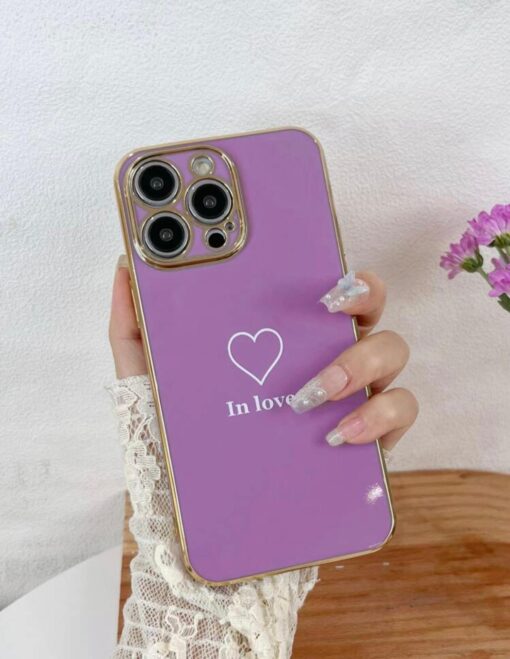 Kalp Desenli Parlak Silikon Telefon Kılıfı