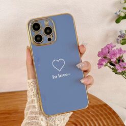 Kalp Desenli Parlak Silikon Telefon Kılıfı