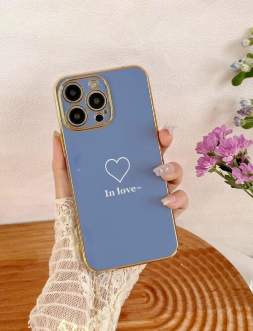 Kalp Desenli Parlak Silikon Telefon Kılıfı