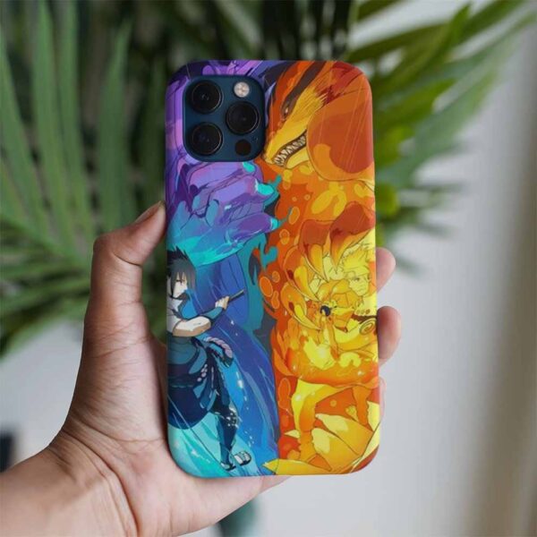 Naruto Ateş Ve Su Baskılı Tasarımlı Silikon Telefon Kılıfı
