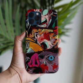 Demon Slayer Üçlü Kolaj Baskılı Tasarımlı Silikon Telefon Kılıfı