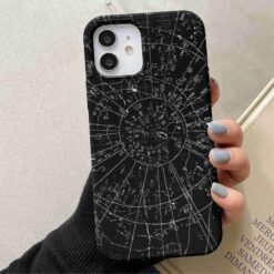 Siyah Beyaz Yıldız Haritası Baskılı Silikon Telefon Kılıfı