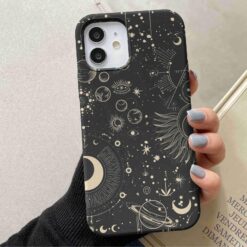 Siyah Gold Yıldız Haritası Baskılı Silikon Telefon Kılıfı