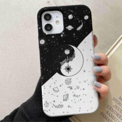 Siyah Beyaz Yıldız Haritası Baskılı Silikon Telefon Kılıfı