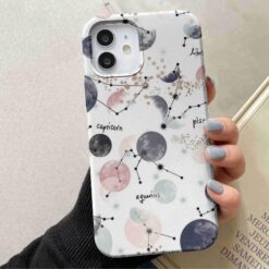 Beyaz Burç Haritası Baskılı Silikon Telefon Kılıfı
