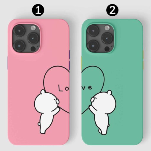 Çift Love Ayıcıklar Tasarımlı Silikon Telefon Kılıfı