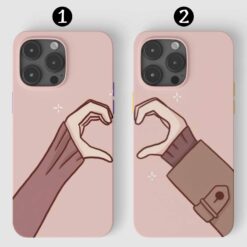 Çift Cartoon Kalp Eller Tasarımlı Silikon Telefon Kılıfı