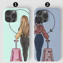 Çift Best Friend Yolculuk Tasarımlı Silikon Telefon Kılıfı