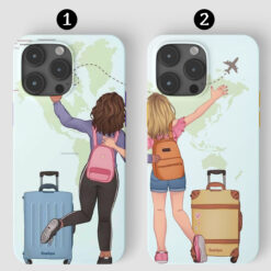 Çift Best Friend Travel Tasarımlı Silikon Telefon Kılıfı