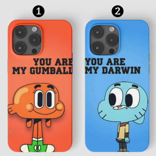Çift Gumball Darwın Tasarımlı Silikon Telefon Kılıfı