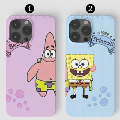 Çift Best Friend Sponge Tasarımlı Silikon Telefon Kılıfı