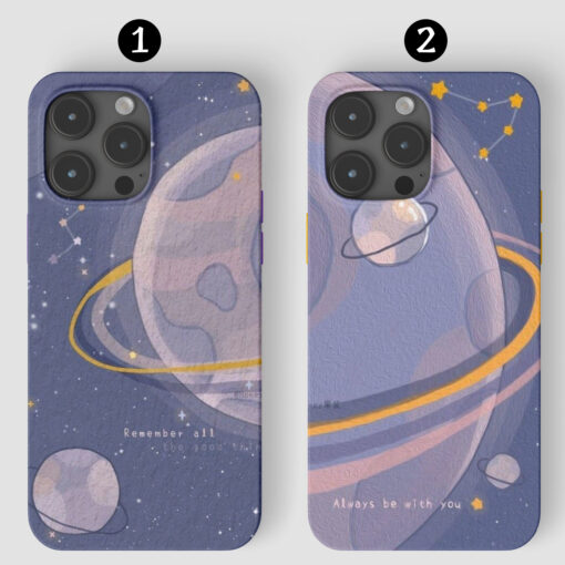 Çift Saturn Tasarımlı Silikon Telefon Kılıfı