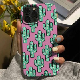 Renkli Dikenli Kaktüsler Tasarımlı Silikon Telefon Kılıfı