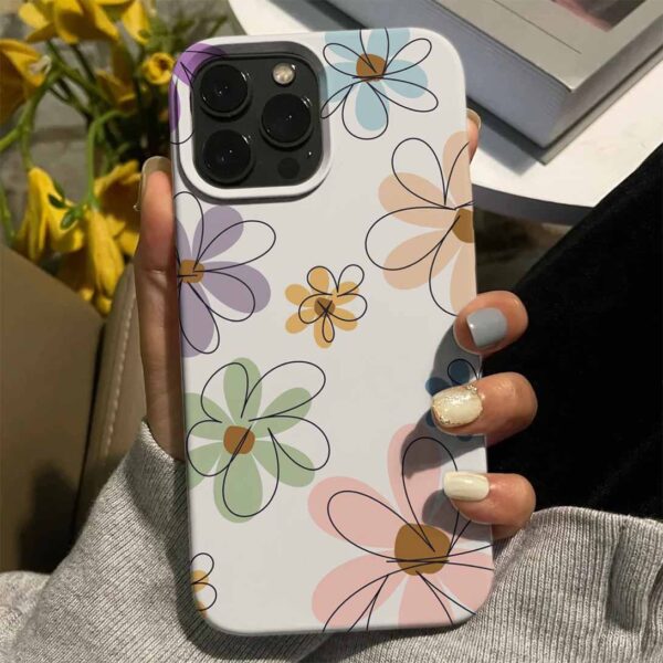 Line Art Çiçekler Tasarımlı Silikon Telefon Kılıfı