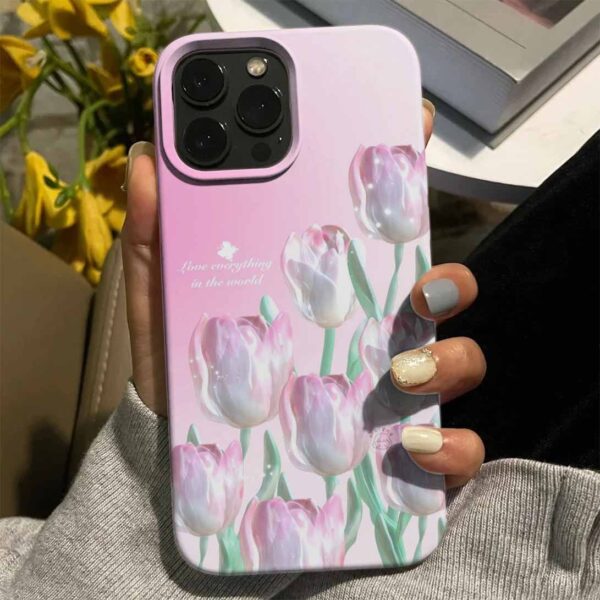 Parıldayan Laleler Tasarımlı Silikon Telefon Kılıfı