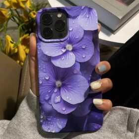 Yağmurdaki Menekşeler Tasarımlı Silikon Telefon Kılıfı