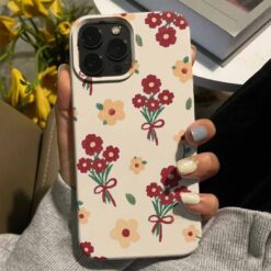 Demetteki Çiçekler Tasarımlı Silikon Telefon Kılıfı