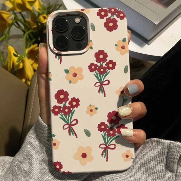 Demetteki Çiçekler Tasarımlı Silikon Telefon Kılıfı