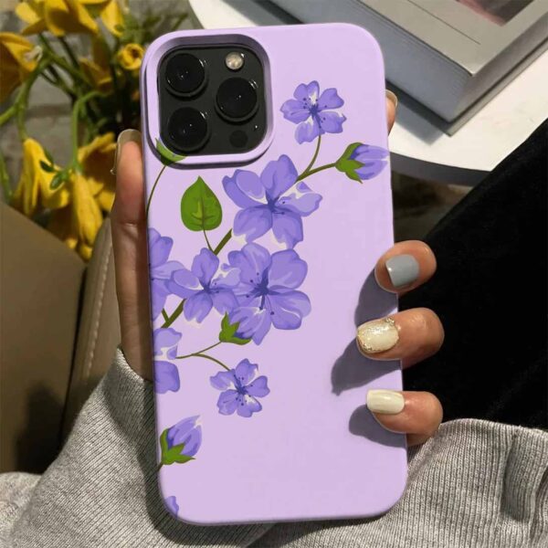Daldaki Mor Çiçekler Tasarımlı Silikon Telefon Kılıfı
