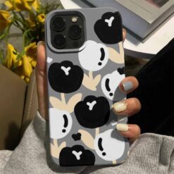 Siyah Beyaz Laleler Tasarımlı Silikon Telefon Kılıfı