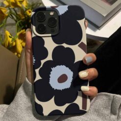 Soyutsal Siyah Çiçekler Tasarımlı Silikon Telefon Kılıfı