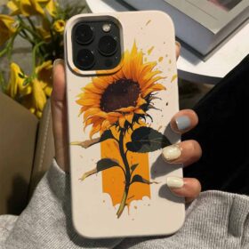 Ay Çiçegi Portresi Tasarımlı Silikon Telefon Kılıfı