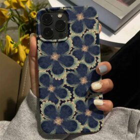 Mavi Cuha Çiçekleri Tasarımlı Silikon Telefon Kılıfı