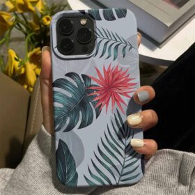 Tropikal Yapraklar Tasarımlı Silikon Telefon Kılıfı