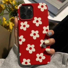 Basit Beyaz Çiçekler Tasarımlı Silikon Telefon Kılıfı