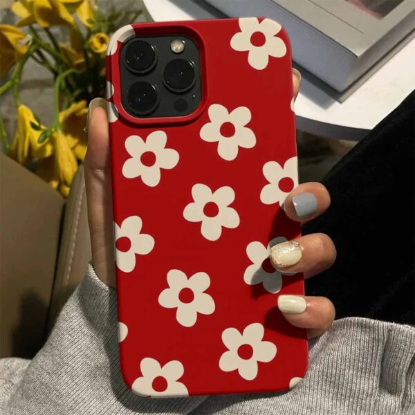 Basit Beyaz Çiçekler Tasarımlı Silikon Telefon Kılıfı