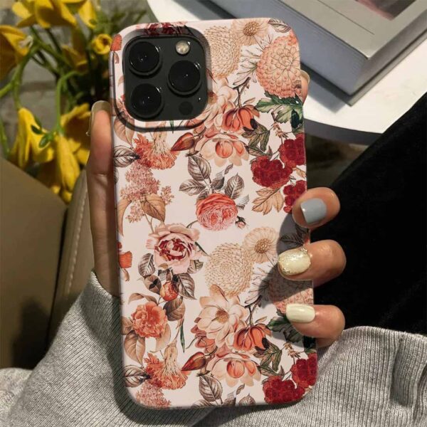 Pudra Çiçekler Tasarımlı Silikon Telefon Kılıfı
