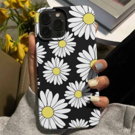 Büyük Papatyalar Tasarımlı Silikon Telefon Kılıfı