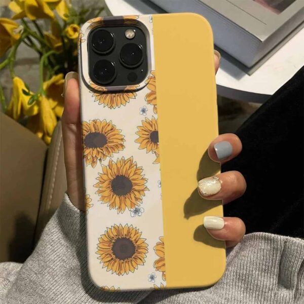 Yarı Renk Ayçiçekleri Tasarımlı Silikon Telefon Kılıfı