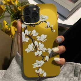 Beyaz Sakura Tasarımlı Silikon Telefon Kılıfı