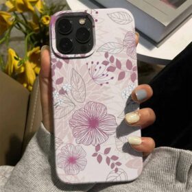 Vektörel Çiçek Çizimleri Tasarımlı Silikon Telefon Kılıfı