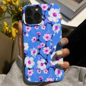 Vektörel Sakura Dalları Tasarımlı Silikon Telefon Kılıfı