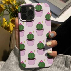 Pembe Saksıdaki Çiçekler Tasarımlı Silikon Telefon Kılıfı