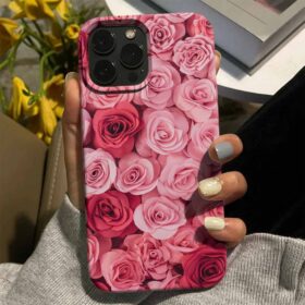 Pembe Tonları Gülller Tasarımlı Silikon Telefon Kılıfı