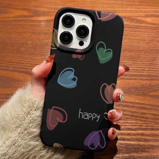 Happy Renkli Kalpler Tasarımlı Silikon Telefon Kılıfı