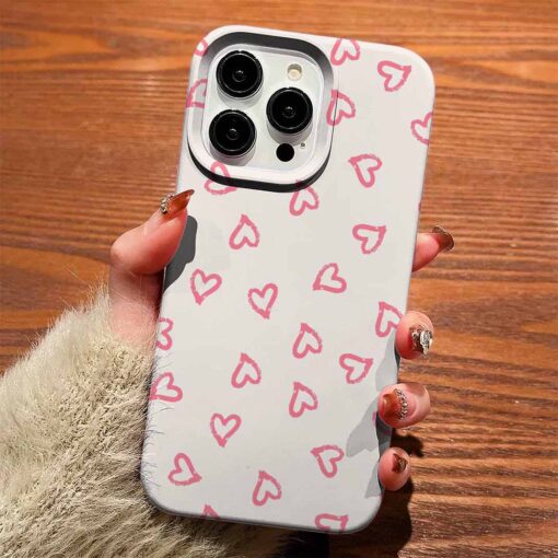 İçi Boş Pembe Kalpler Tasarımlı Silikon Telefon Kılıfı