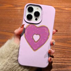 Pembe Donat Kalp Tasarımlı Silikon Telefon Kılıfı