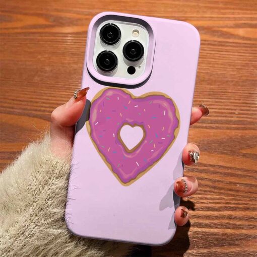 Pembe Donat Kalp Tasarımlı Silikon Telefon Kılıfı